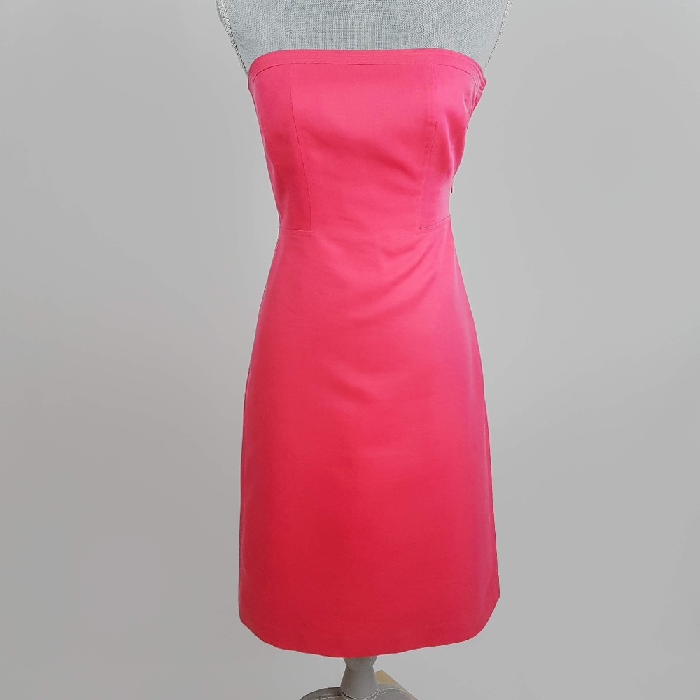 Ann Taylor Hot Pink Strapless Midi Dress Size 0